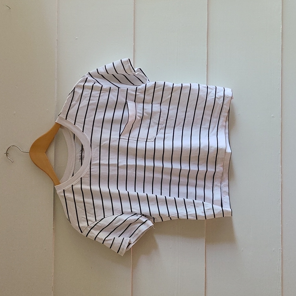 Black and white striped crop top